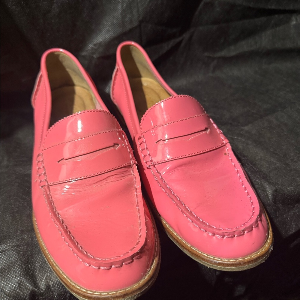 Sperry Top Sider Seaport Patent Leather Pink Penny Loafer Style Flats